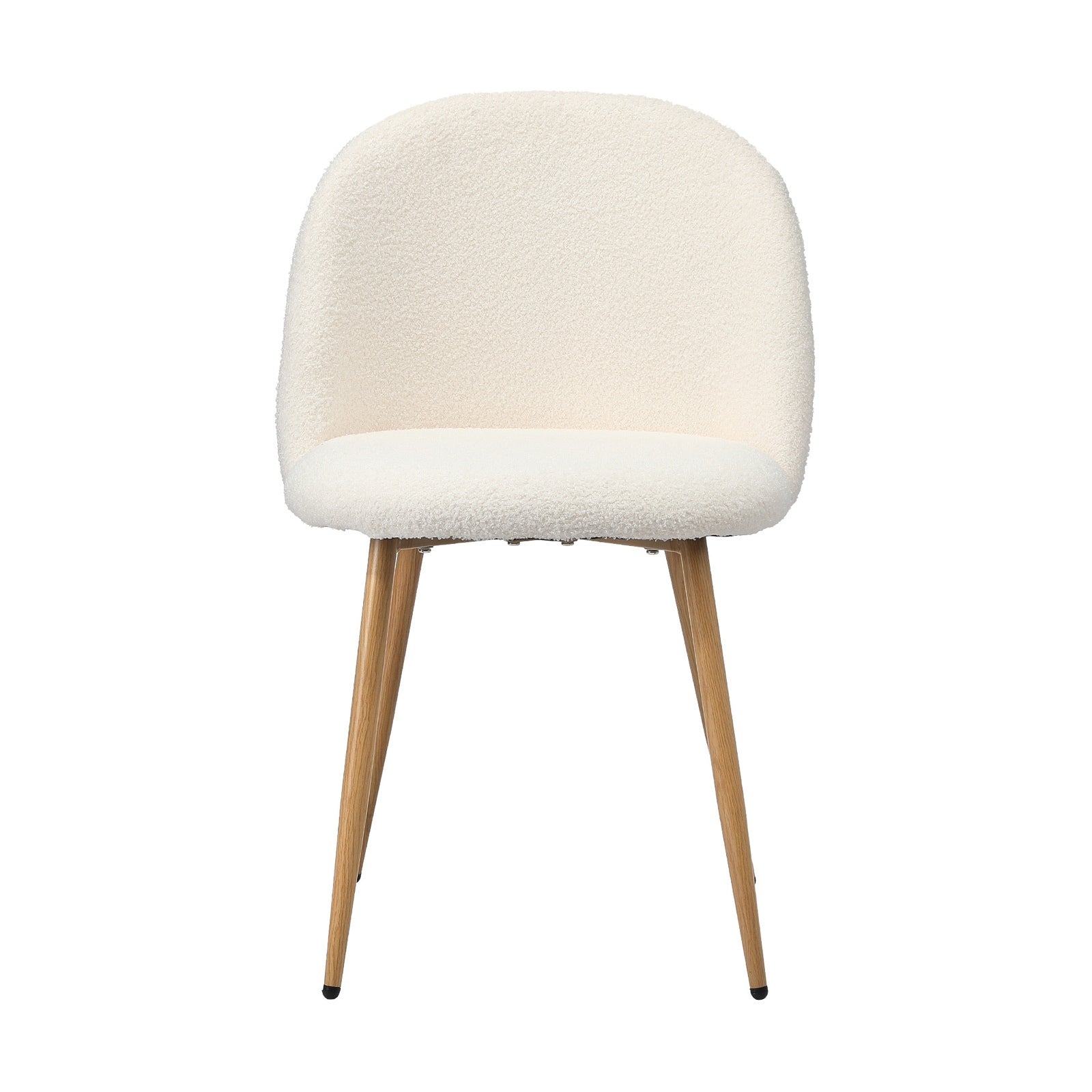 Oikiture Dining Chairs Accent Chair Armchair Upholstered Sherpa Wooden White - Sunyee