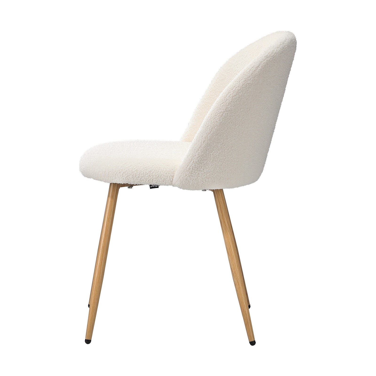 Oikiture Dining Chairs Accent Chair Armchair Upholstered Sherpa Wooden White - Sunyee