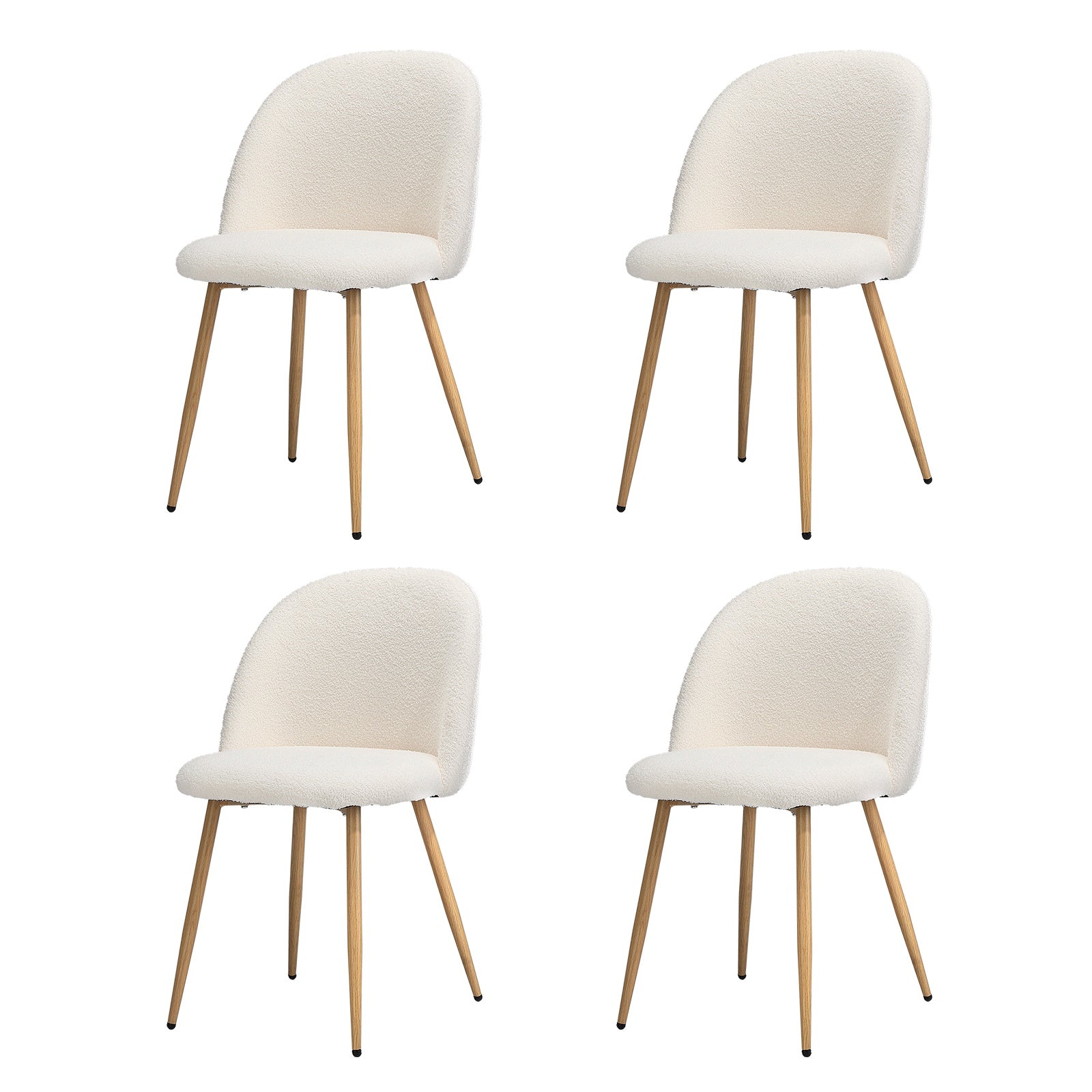 Oikiture Dining Chairs Accent Chair Armchair Upholstered Sherpa Wooden White - Sunyee