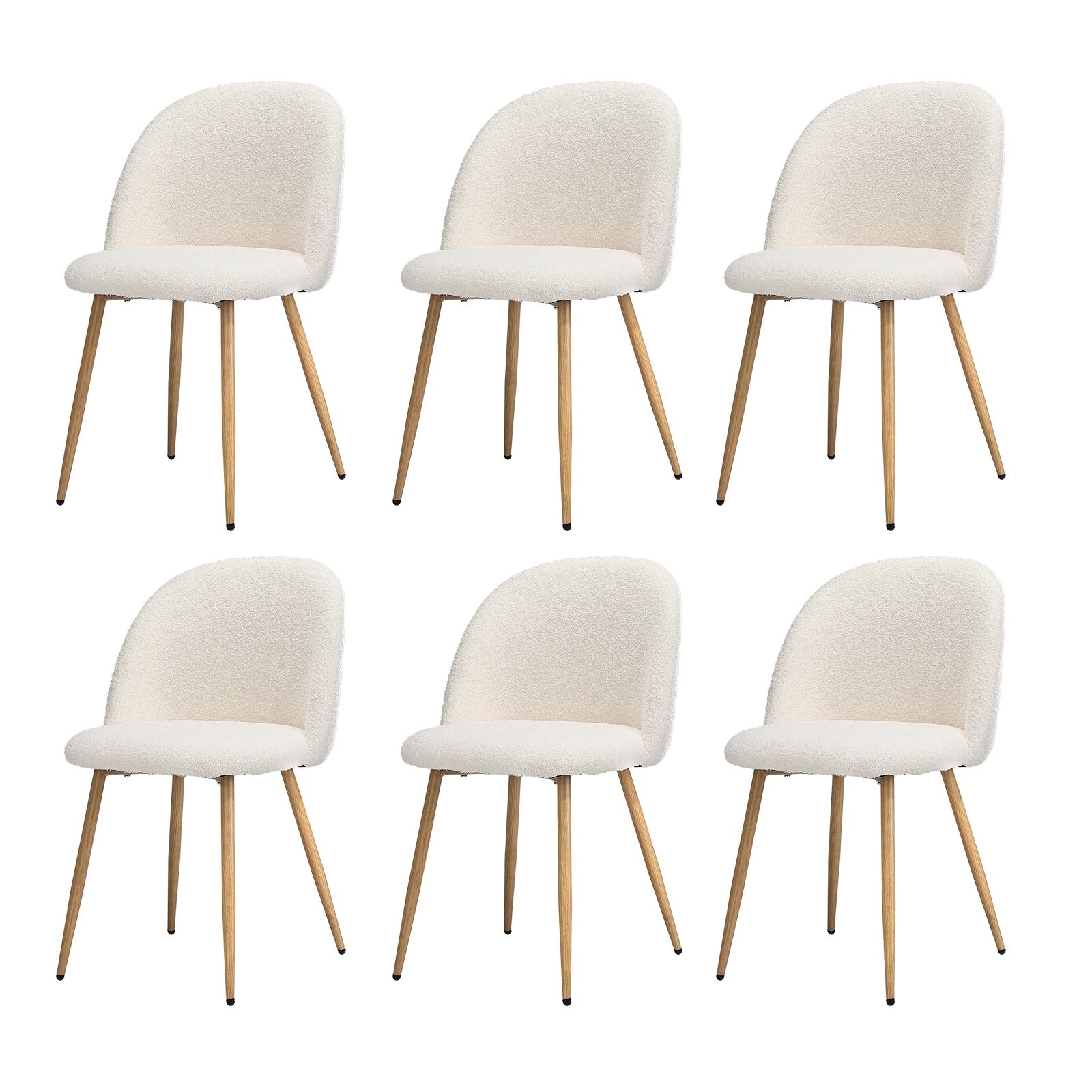 Oikiture Dining Chairs Accent Chair Armchair Upholstered Sherpa Wooden White - Sunyee