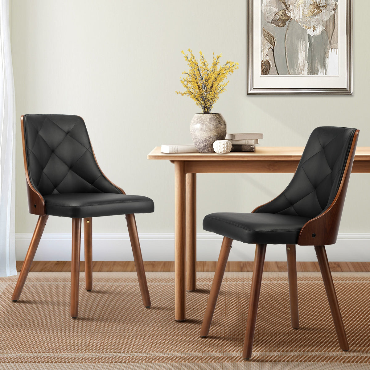 Oikiture 2x Dining Chairs Upholstered French Provincial Tufted Kitchen Cafe - Sunyee