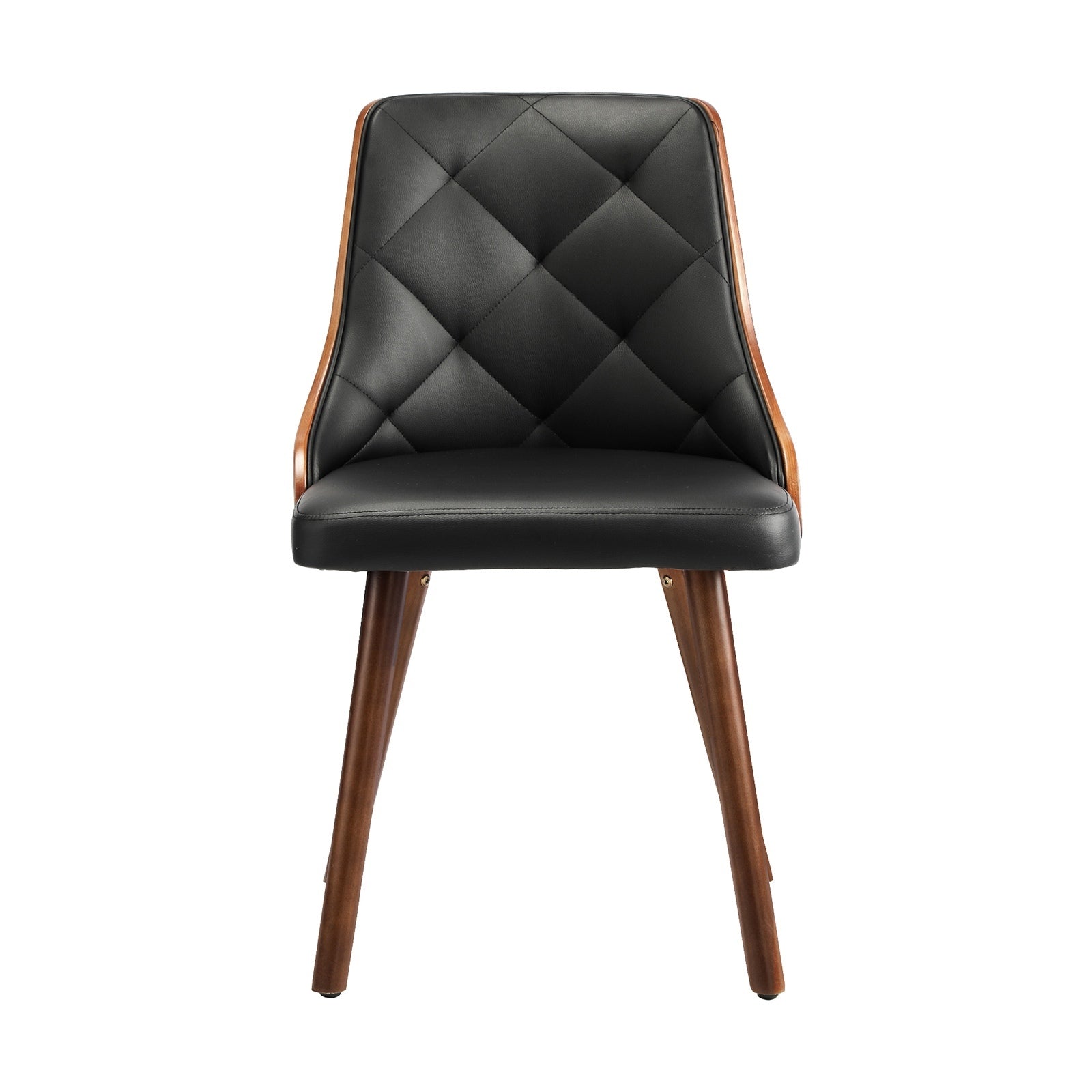 Oikiture Dining Chairs Wooden Chair Kitchen Cafe Faux PU Leather Padded Seat x2 - Sunyee