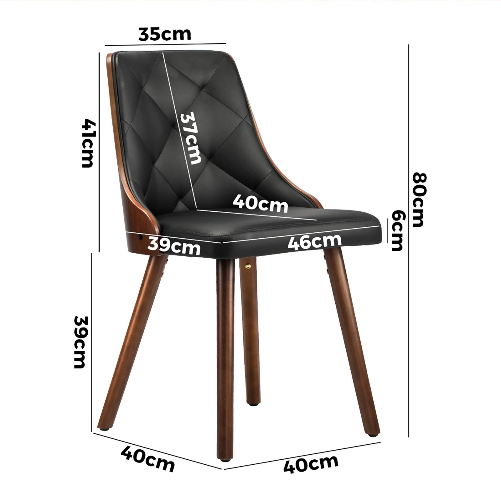 Oikiture Dining Chairs Wooden Chair Kitchen Cafe Faux PU Leather Padded Seat x2 - Sunyee