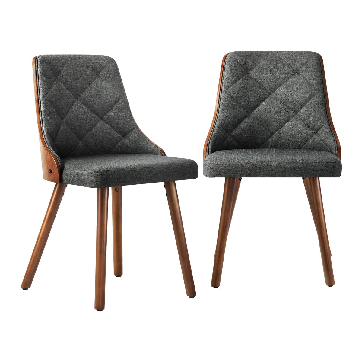 Oikiture Dining Chairs Wooden Chair Kitchen Cafe Faux Linen fabric Padded Seat - Sunyee