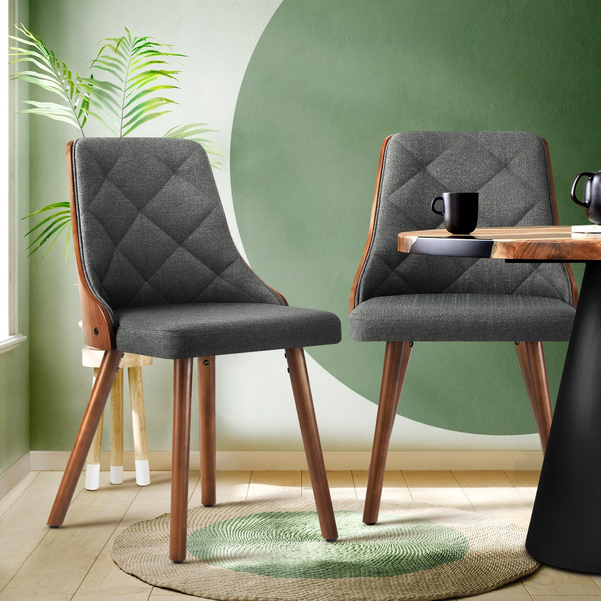 Oikiture 2x Dining Chairs Upholstered French Provincial Tufted Kitchen Cafe - Sunyee