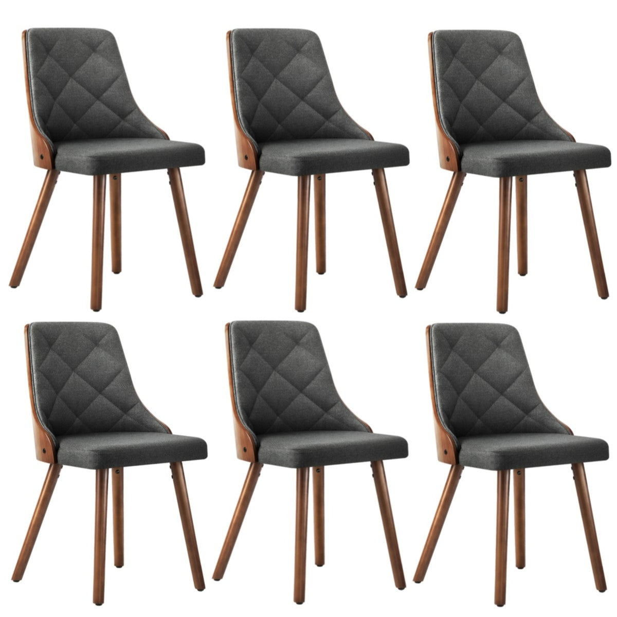 Oikiture Dining Chairs Wooden Chair Kitchen Cafe Faux Linen fabric Padded Seat - Sunyee
