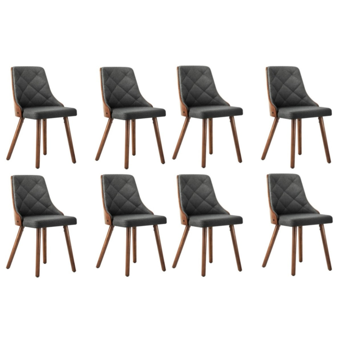 Oikiture Dining Chairs Wooden Chair Kitchen Cafe Faux Linen fabric Padded Seat - Sunyee