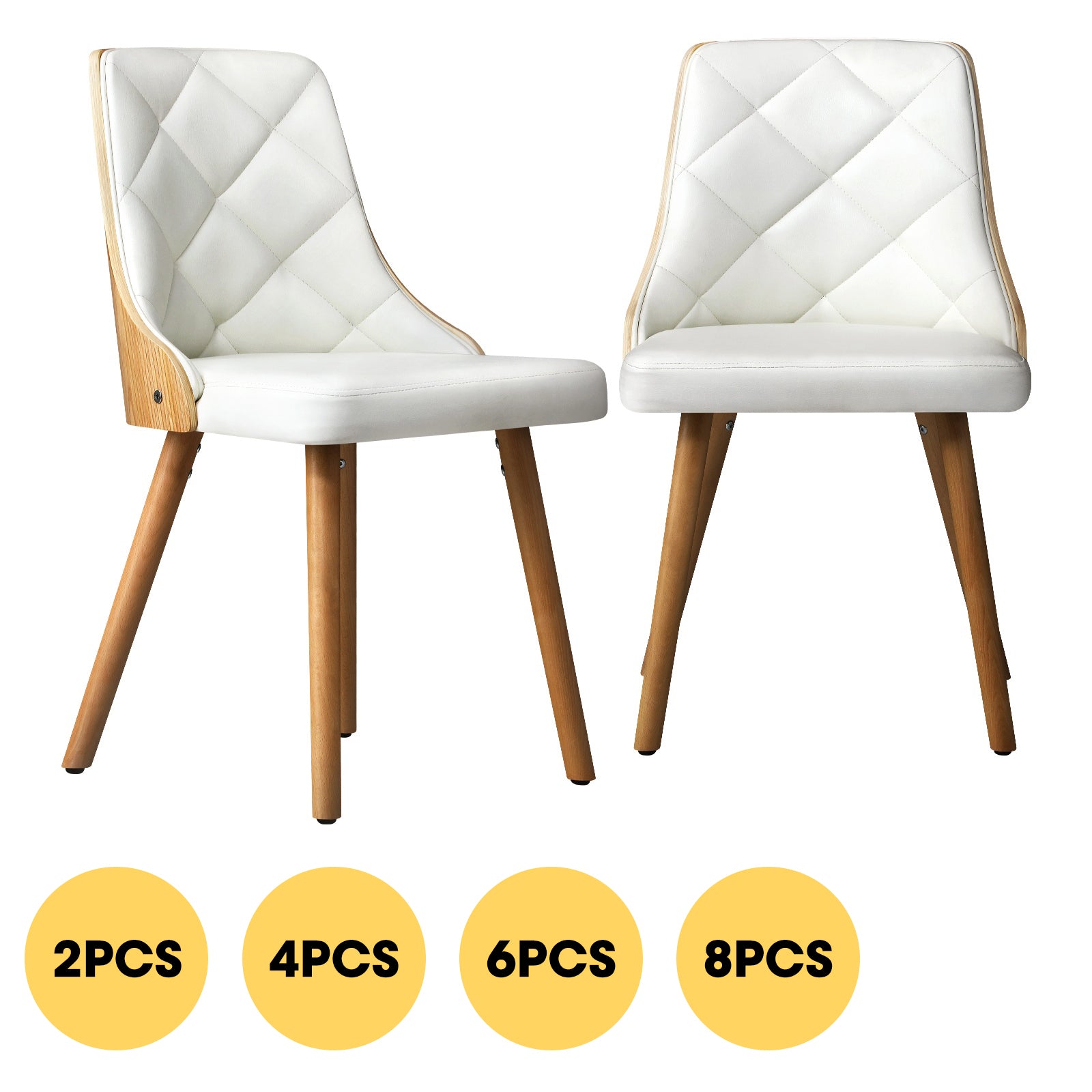 Oikiture Dining Chairs Wooden Kitchen Chair Cafe Faux PU Leather Padded Seat - Sunyee