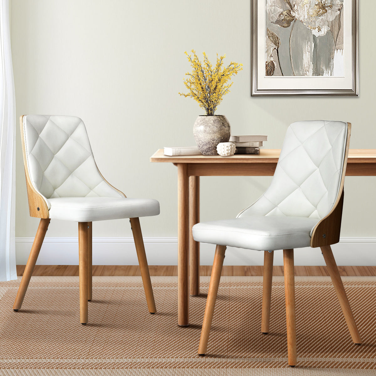 Oikiture 2x Dining Chairs Upholstered French Provincial Tufted Kitchen Cafe - Sunyee