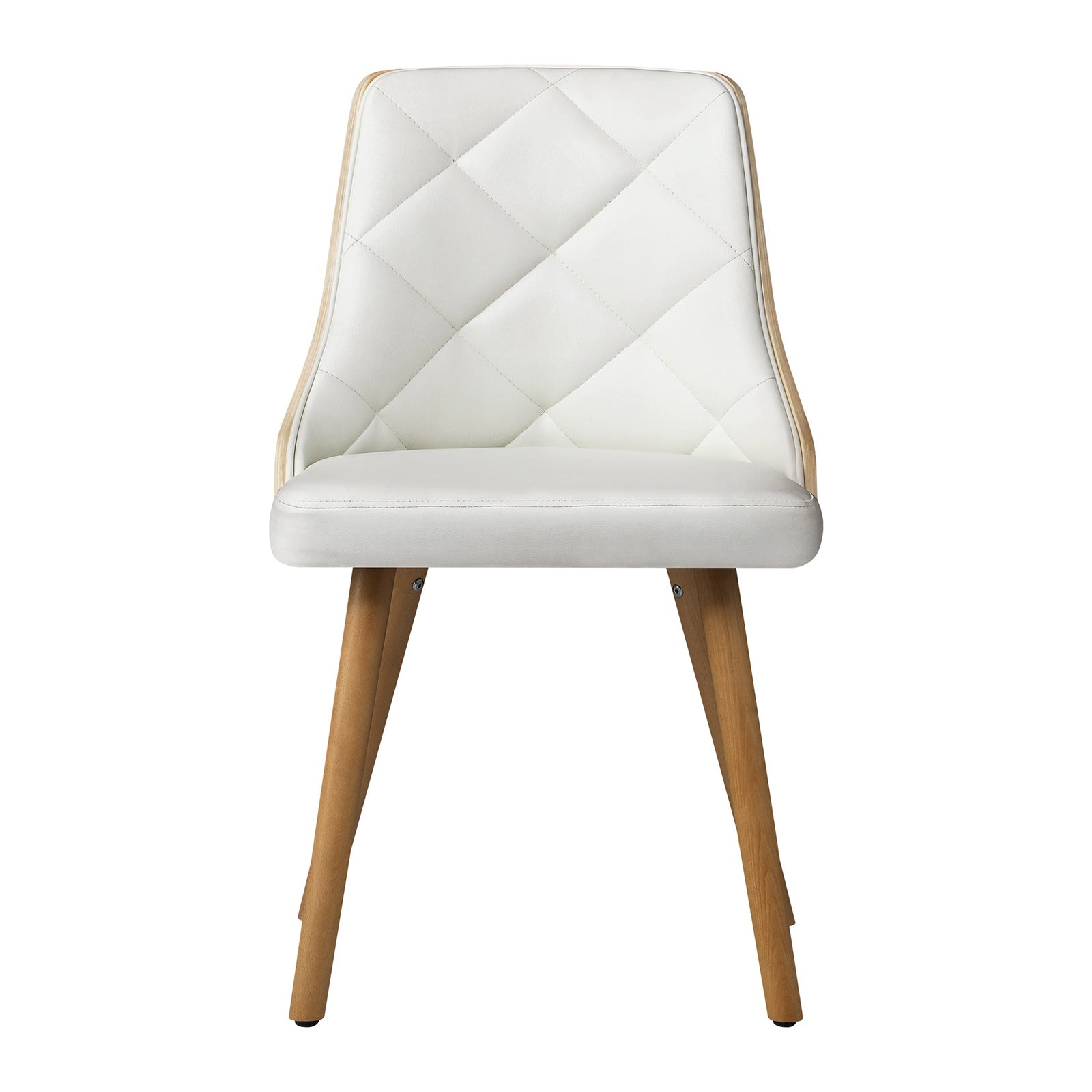 Oikiture Dining Chairs Wooden Kitchen Chair Cafe Faux PU Leather Padded Seat - Sunyee