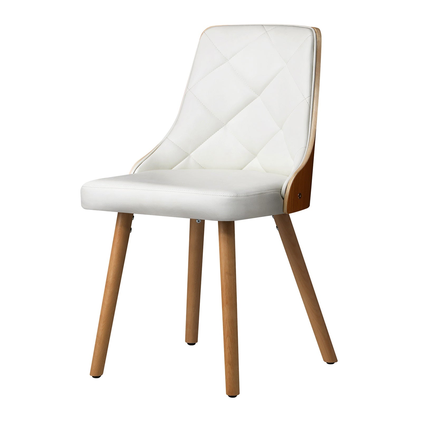 Oikiture Dining Chairs Wooden Kitchen Chair Cafe Faux PU Leather Padded Seat 2x - Sunyee