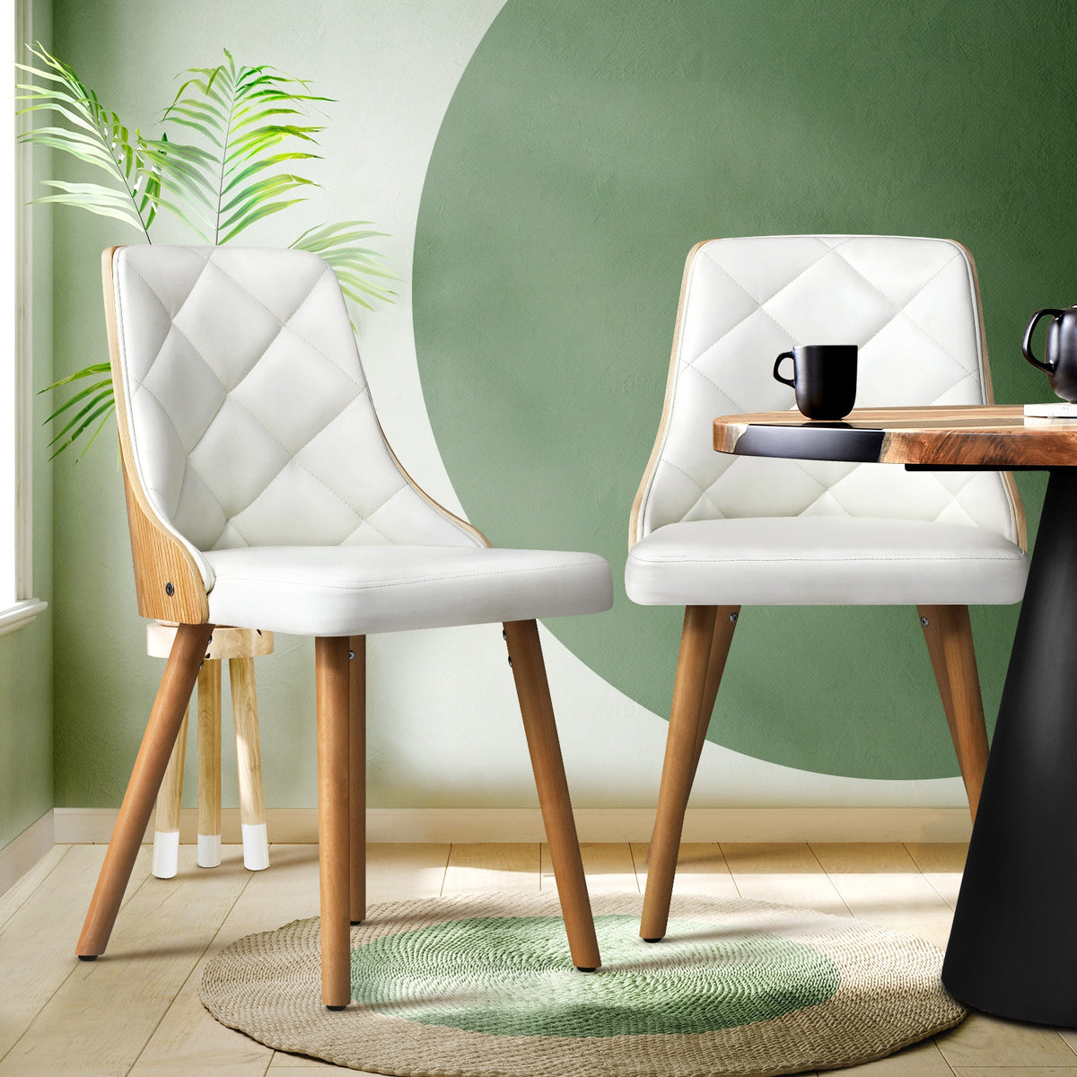 Oikiture 2x Dining Chairs Upholstered French Provincial Tufted Kitchen Cafe - Sunyee