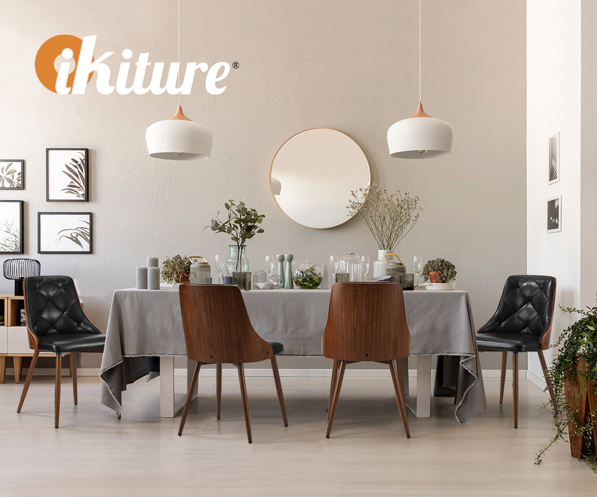 Oikiture Dining Chairs Kitchen Lounge Cafe Seat Retro PU Leather x2 Black - Sunyee