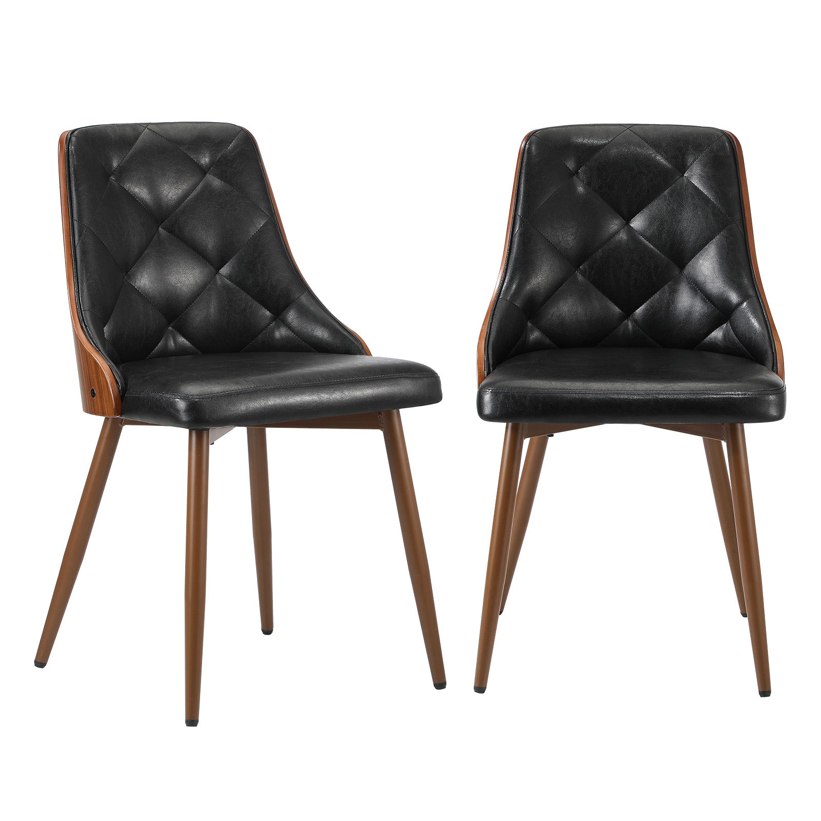 Oikiture Dining Chairs Kitchen Lounge Cafe Seat Retro PU Leather x2 Black - Sunyee