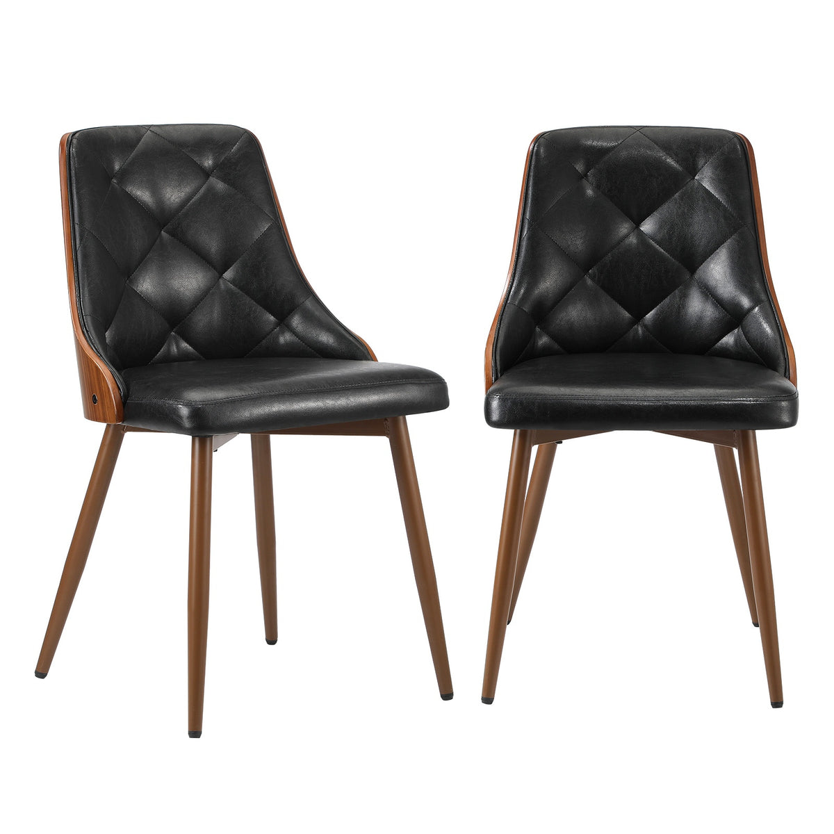 Oikiture Dining Chairs Kitchen Lounge Cafe Seat Retro PU Leather Black - Sunyee