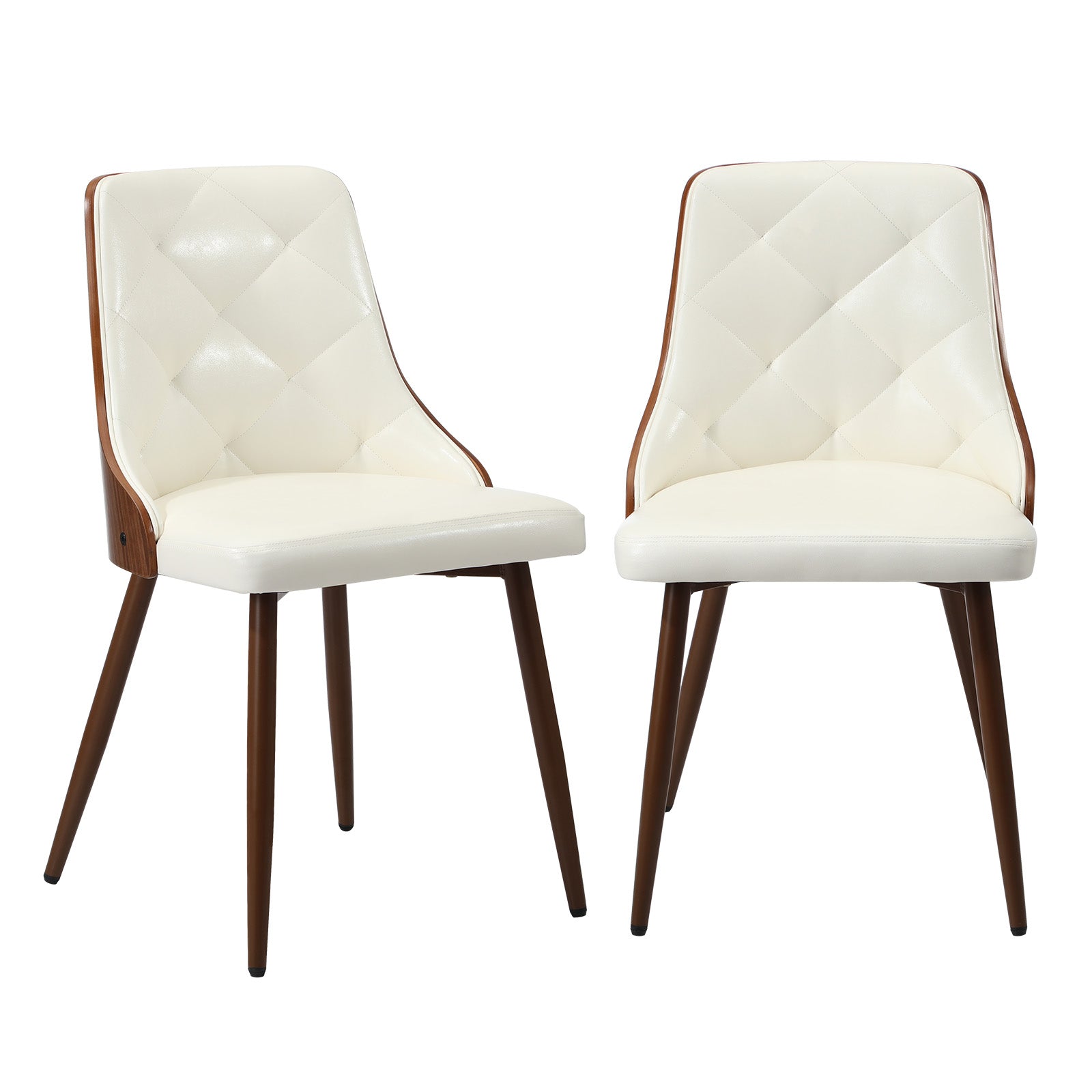 Oikiture Dining Chairs Kitchen Accent Lounge PU Leather x2 White - Sunyee