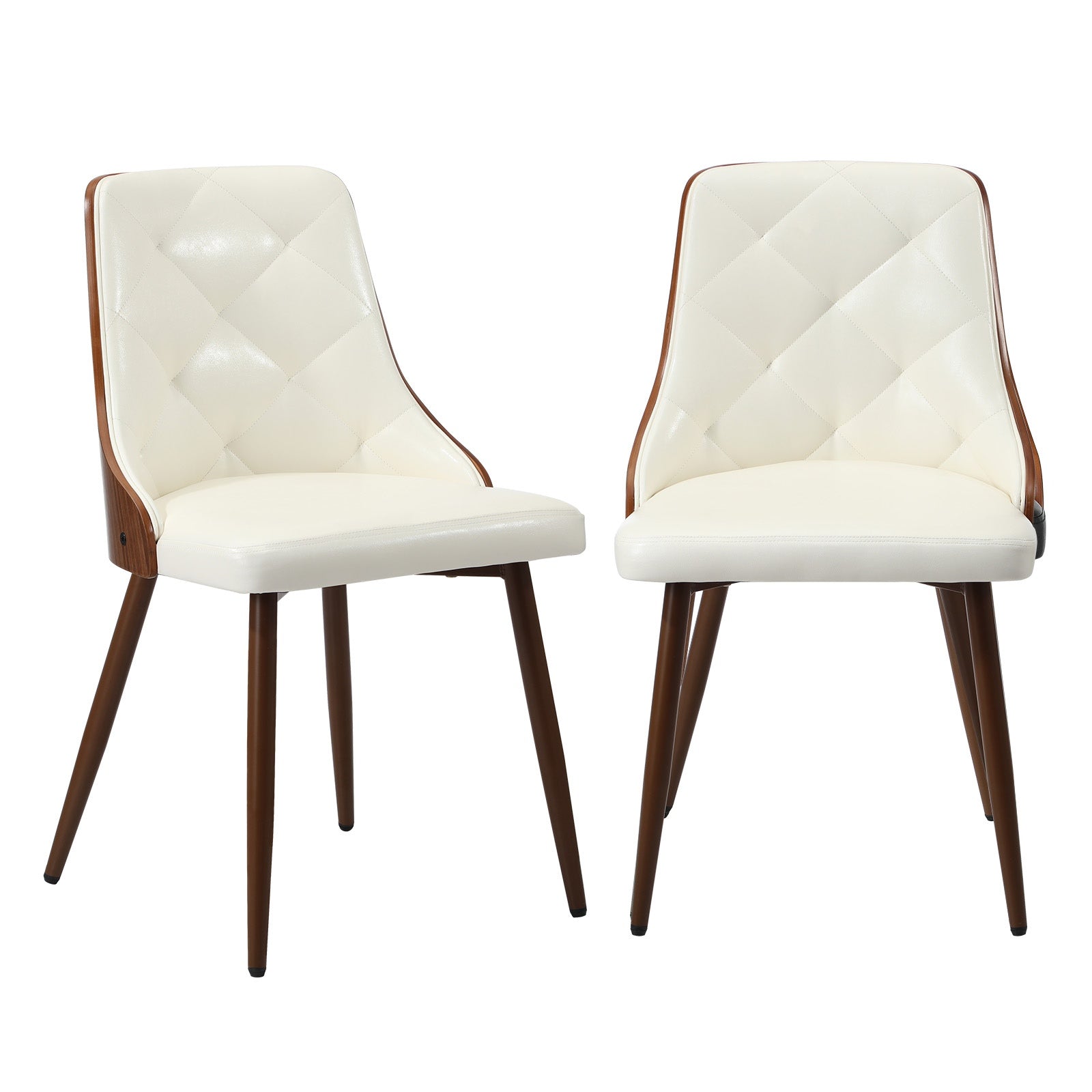 Oikiture Dining Chairs Kitchen Accent Lounge PU Leather White - Sunyee