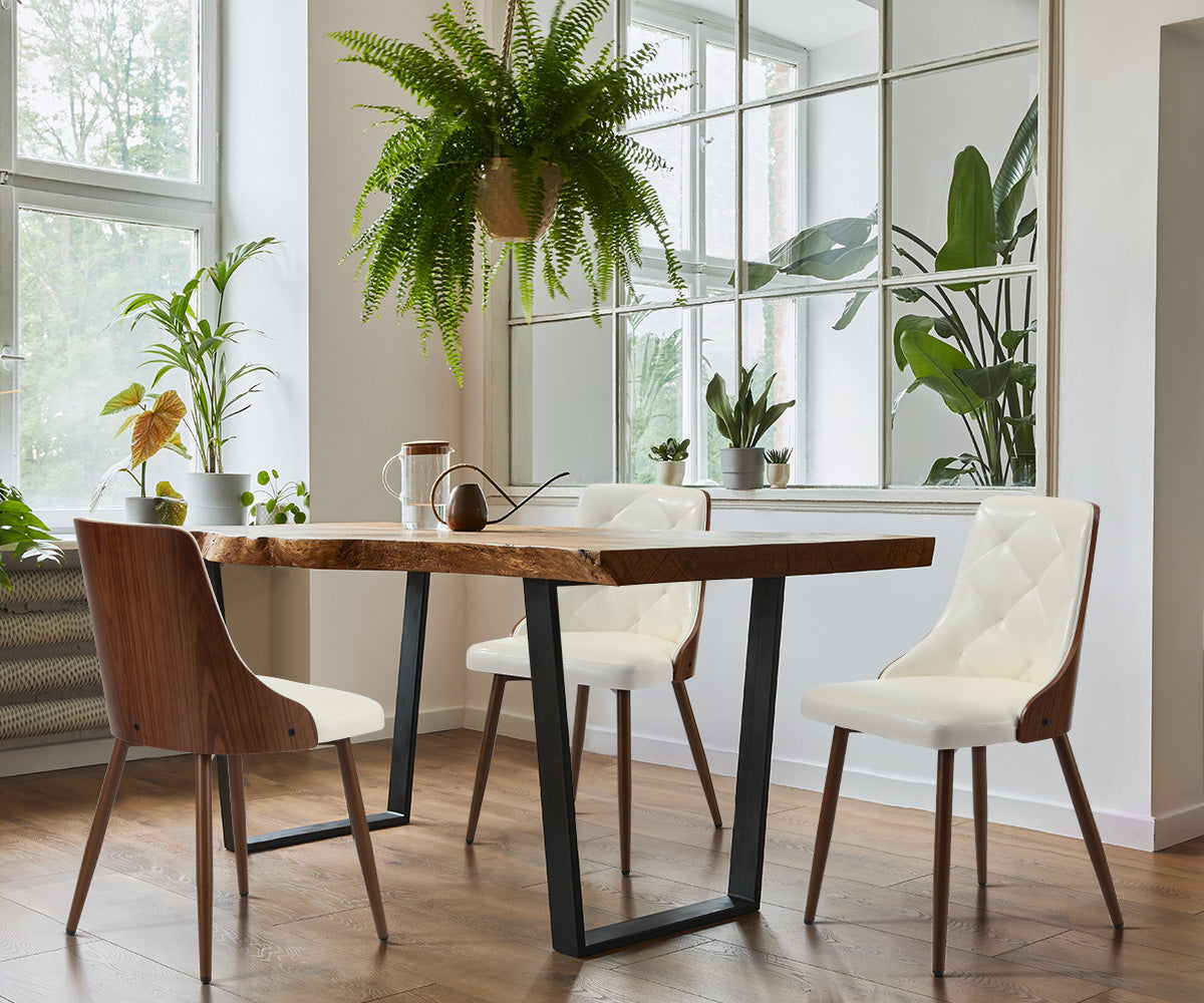 Oikiture Dining Chairs Kitchen Accent Lounge PU Leather x4 White