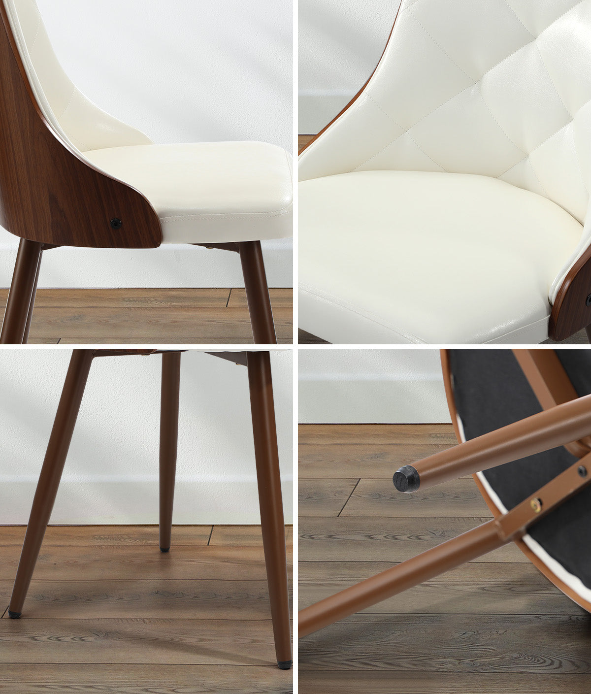 Oikiture Dining Chairs Kitchen Accent Lounge PU Leather x4 White