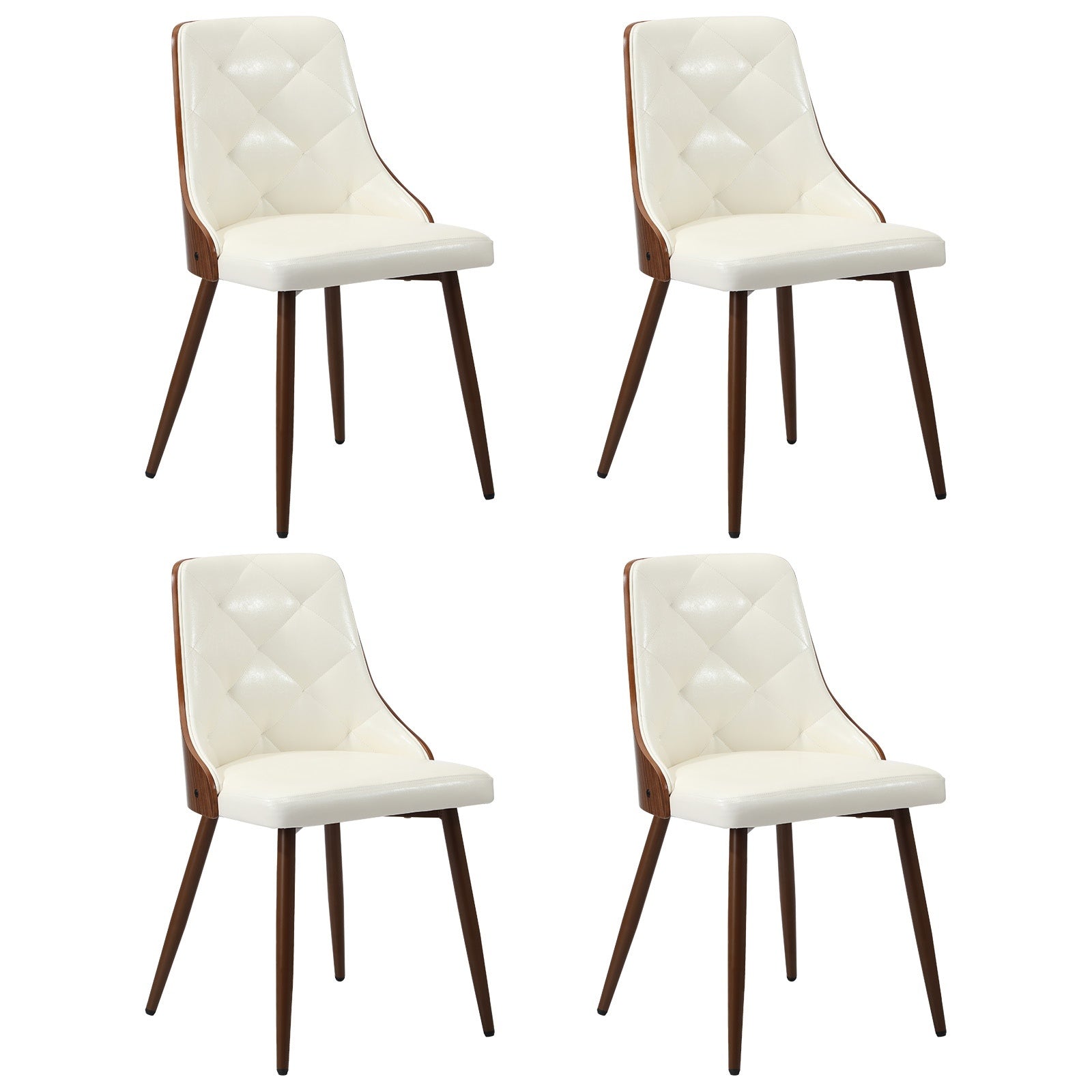 Oikiture Dining Chairs Kitchen Accent Lounge PU Leather White - Sunyee