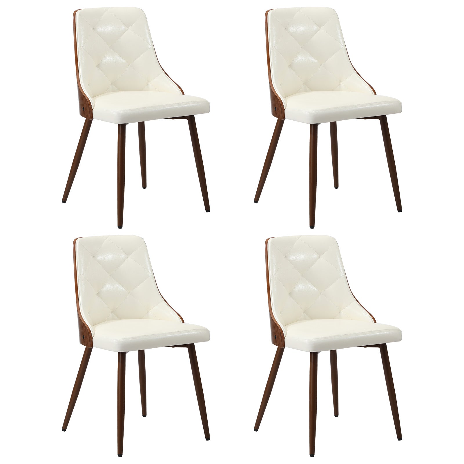Oikiture Dining Chairs Kitchen Accent Lounge PU Leather x4 White