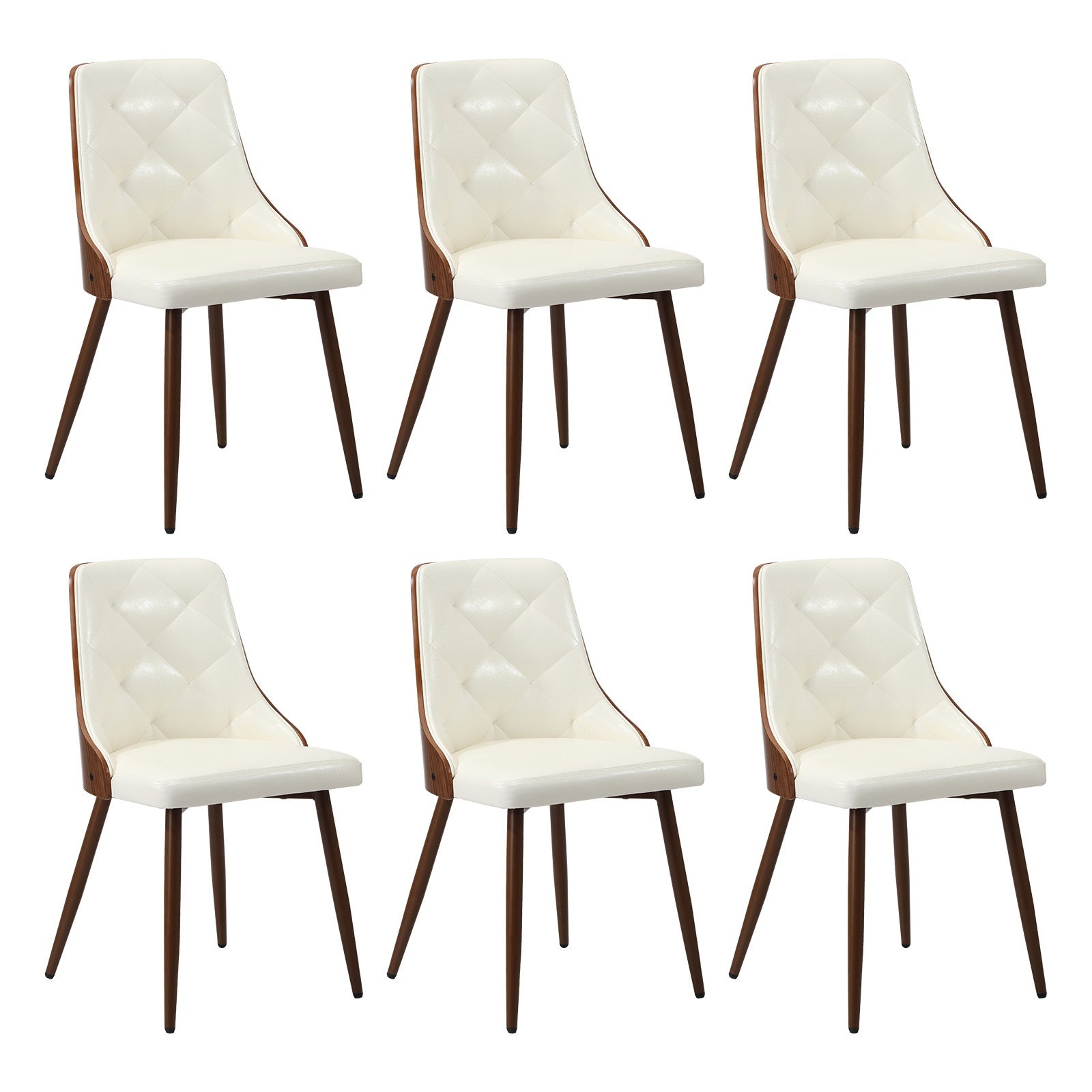 Oikiture Dining Chairs Kitchen Accent Lounge PU Leather White - Sunyee
