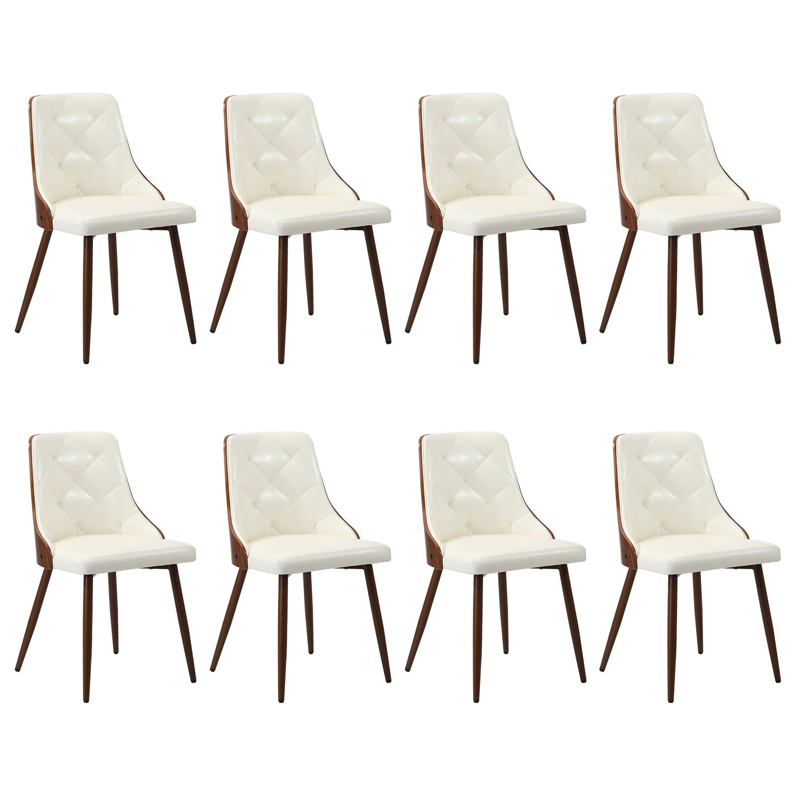 Oikiture Dining Chairs Kitchen Accent Lounge PU Leather White - Sunyee