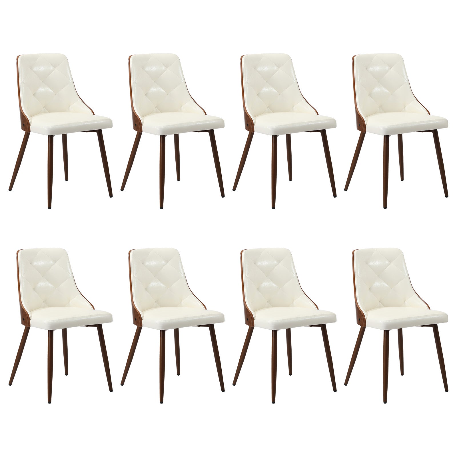 Oikiture Dining Chairs Kitchen Accent Lounge PU Leather x8 White