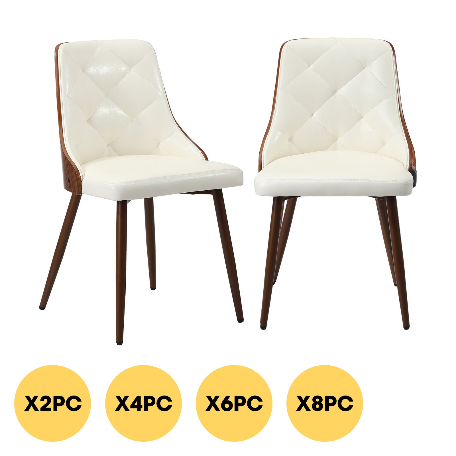 Oikiture Dining Chairs Kitchen Accent Lounge PU Leather White - Sunyee