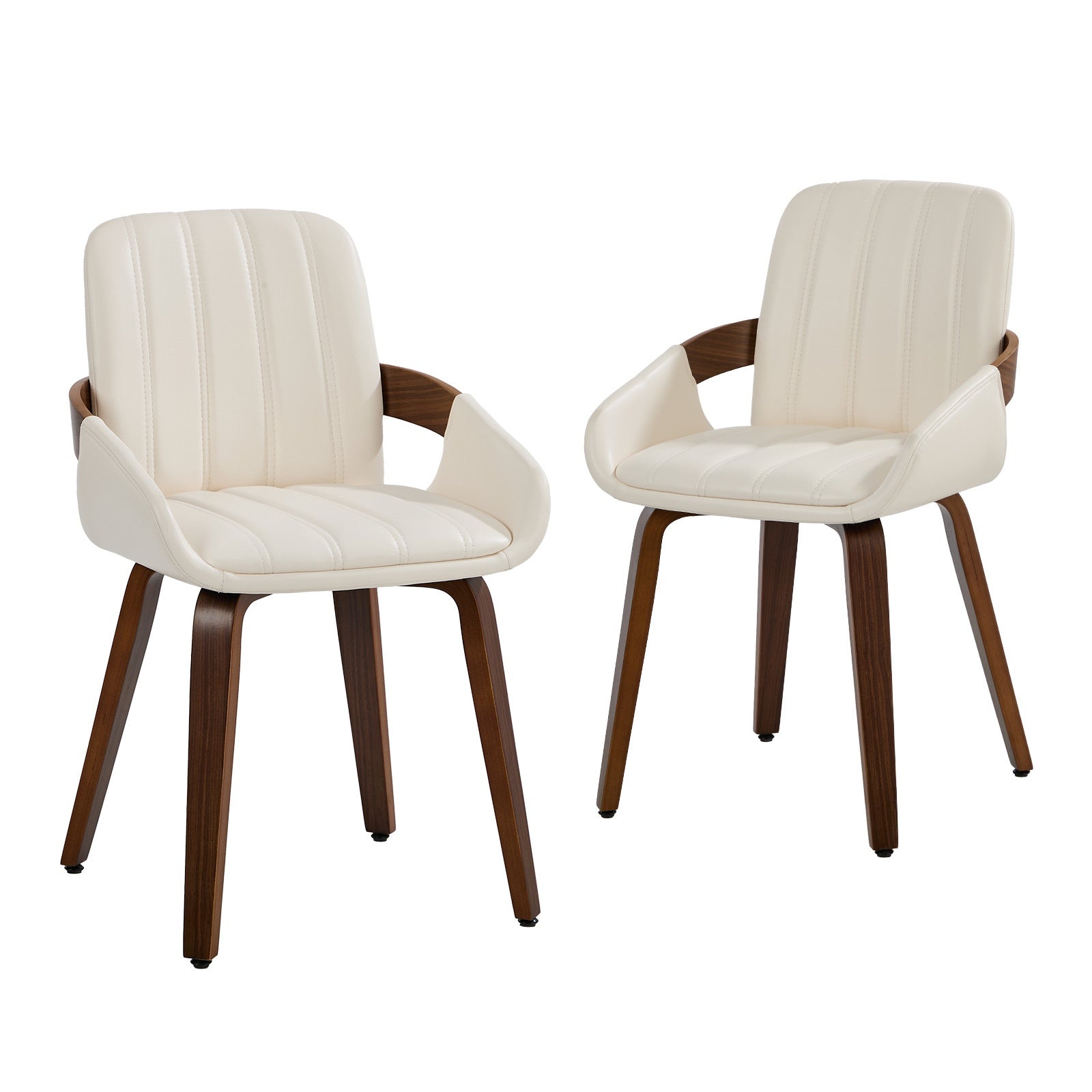 Oikiture 2x Dining Chairs PU Leather Kitchen Chairs Bentwood Armchair