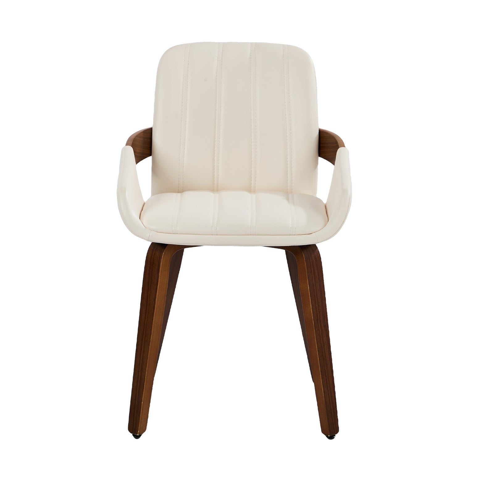 Oikiture 6x Dining Chairs PU Leather Kitchen Chairs Bentwood Armchair Beige