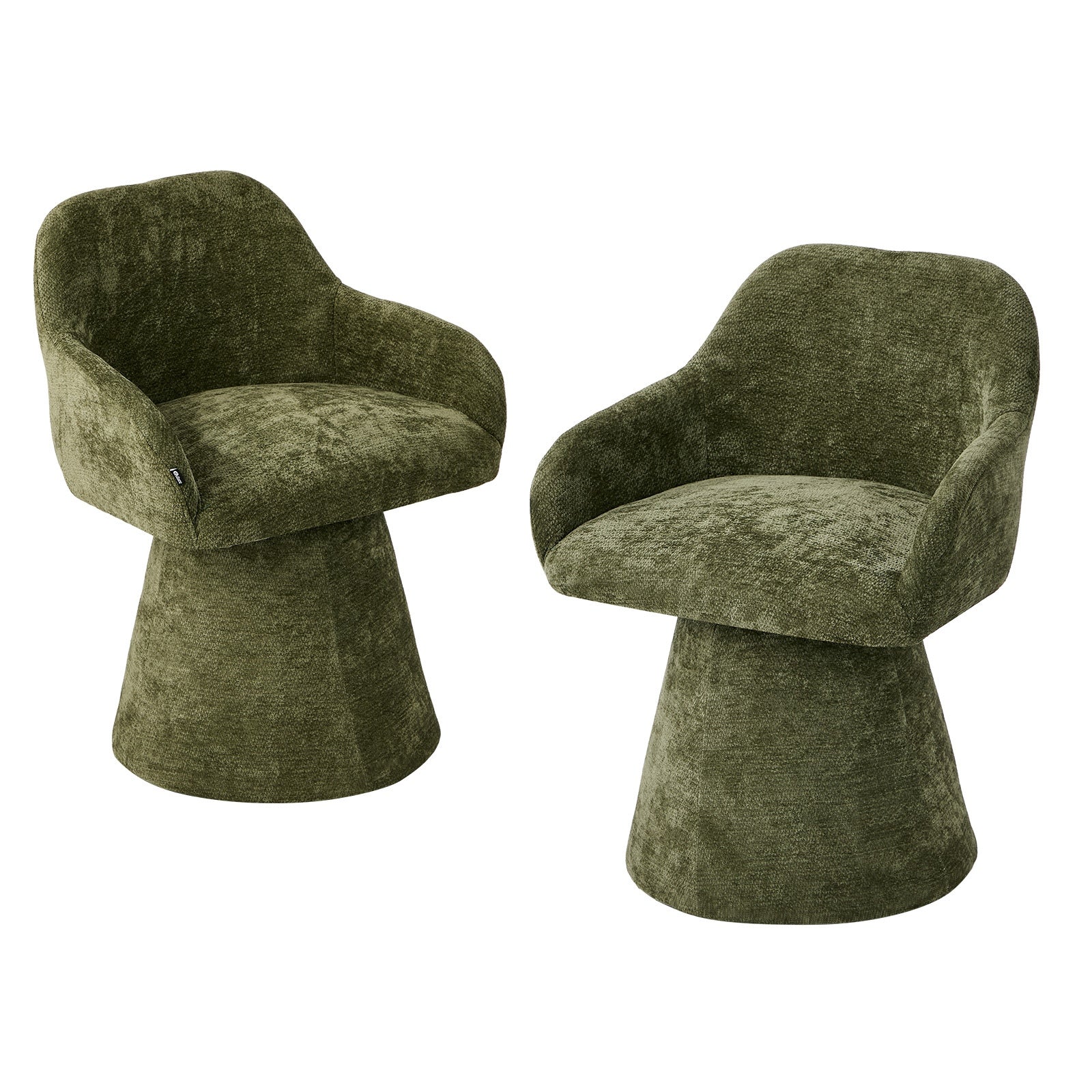 Oikiture 2x Dining Chair Swivel Armchair Lounge Accent Chairs Chenille Green - Sunyee
