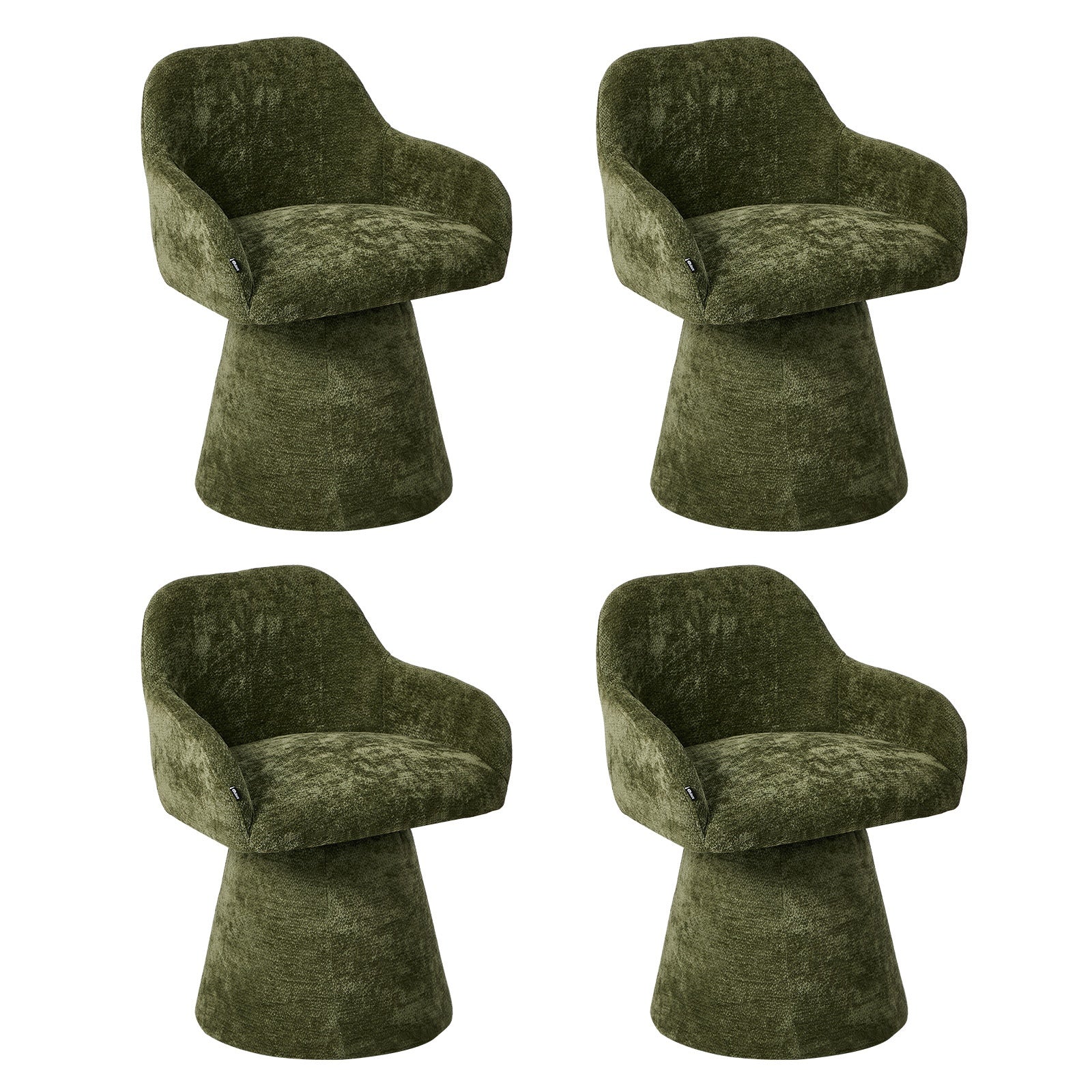 Oikiture 4x Dining Chair Swivel Armchair Lounge Accent Chairs Chenille Green - Sunyee