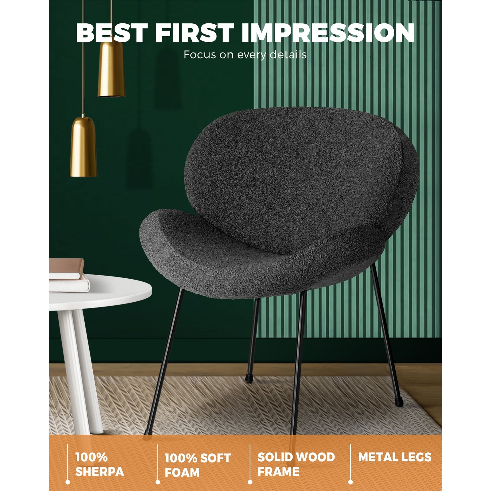 Oikiture Armchair Lounge Sofa Dining Chair Fabric Accent Chairs Tub Armchairs - Sunyee