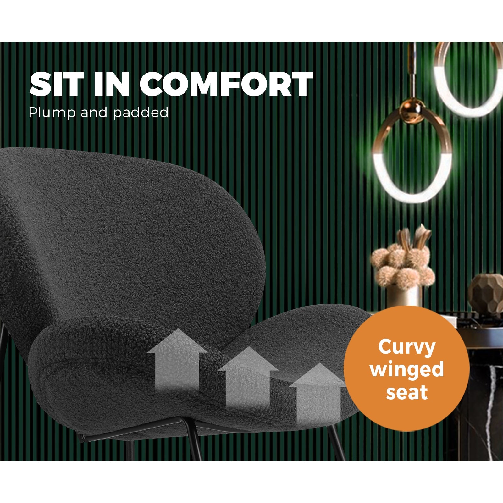 Oikiture Armchair Lounge Sofa Dining Chair Fabric Accent Chairs Tub Armchairs - Sunyee