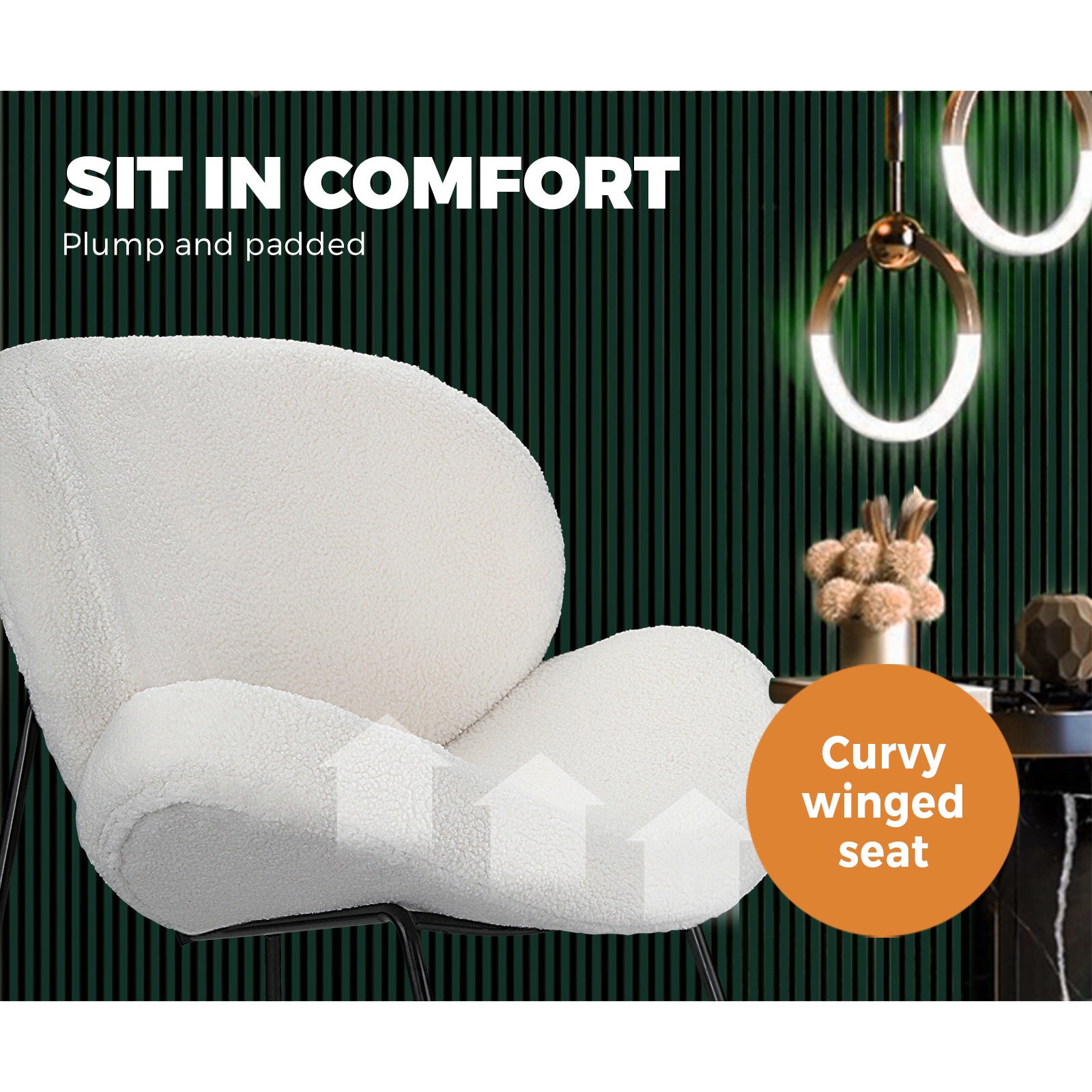 Oikiture Dining Chair Kitchen Accent Chairs Cafe Set Soft Sofa Metal Leg Home - Sunyee