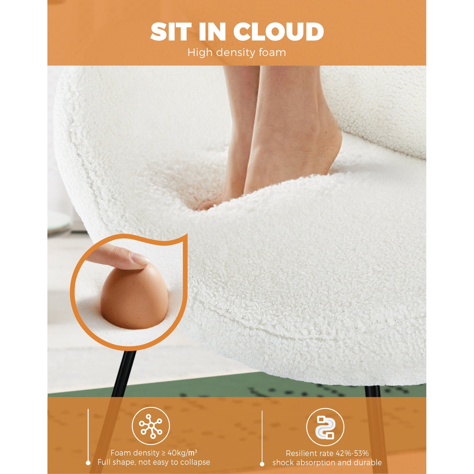 Oikiture Dining Chair Kitchen Accent Chairs Cafe Set Soft Sofa Metal Leg Home - Sunyee