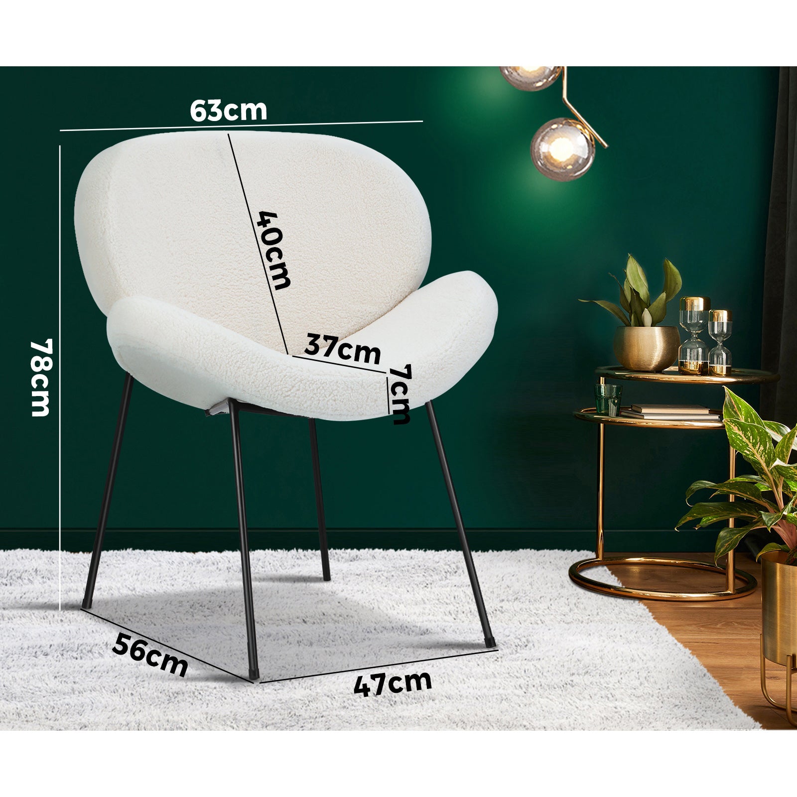 Oikiture Dining Chair Kitchen Accent Chairs Cafe Set Soft Sofa Metal Leg Home - Sunyee