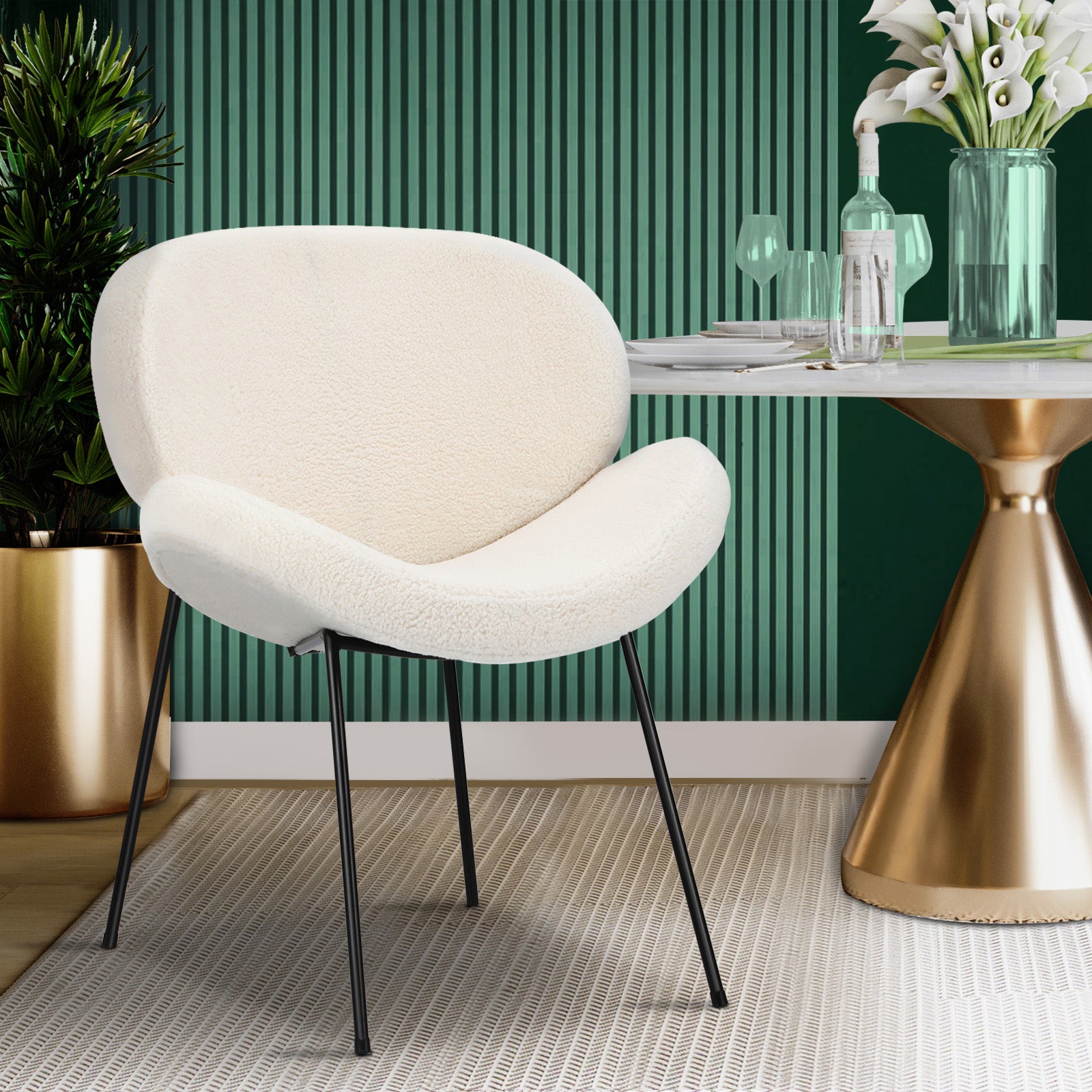 Oikiture Dining Chair Kitchen Accent Chairs Cafe Set Soft Sofa Metal Leg Home - Sunyee