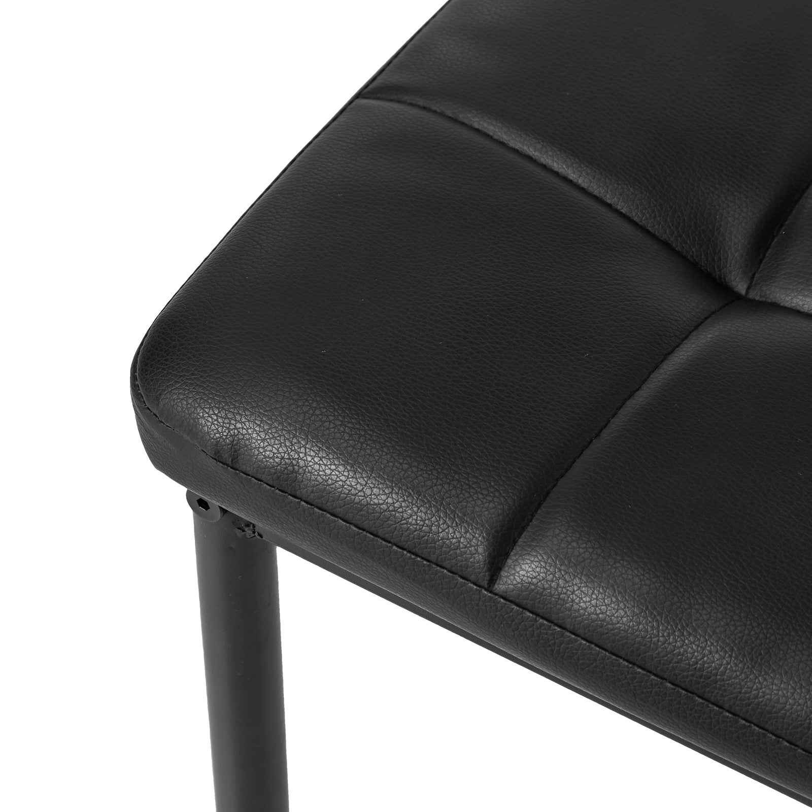 Oikiture 4PCS Dining Chairs High-Back Kitchen Chair Faux Leather Square Pattern - Sunyee