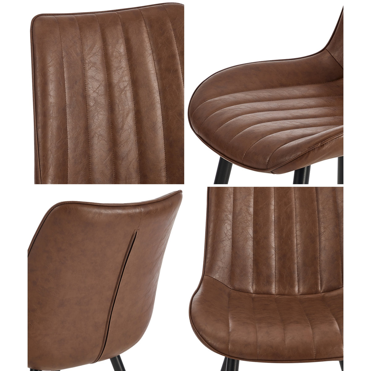 Oikiture 2x Dining Chairs Accent Chair Upholstered PU Leather Brown - Sunyee