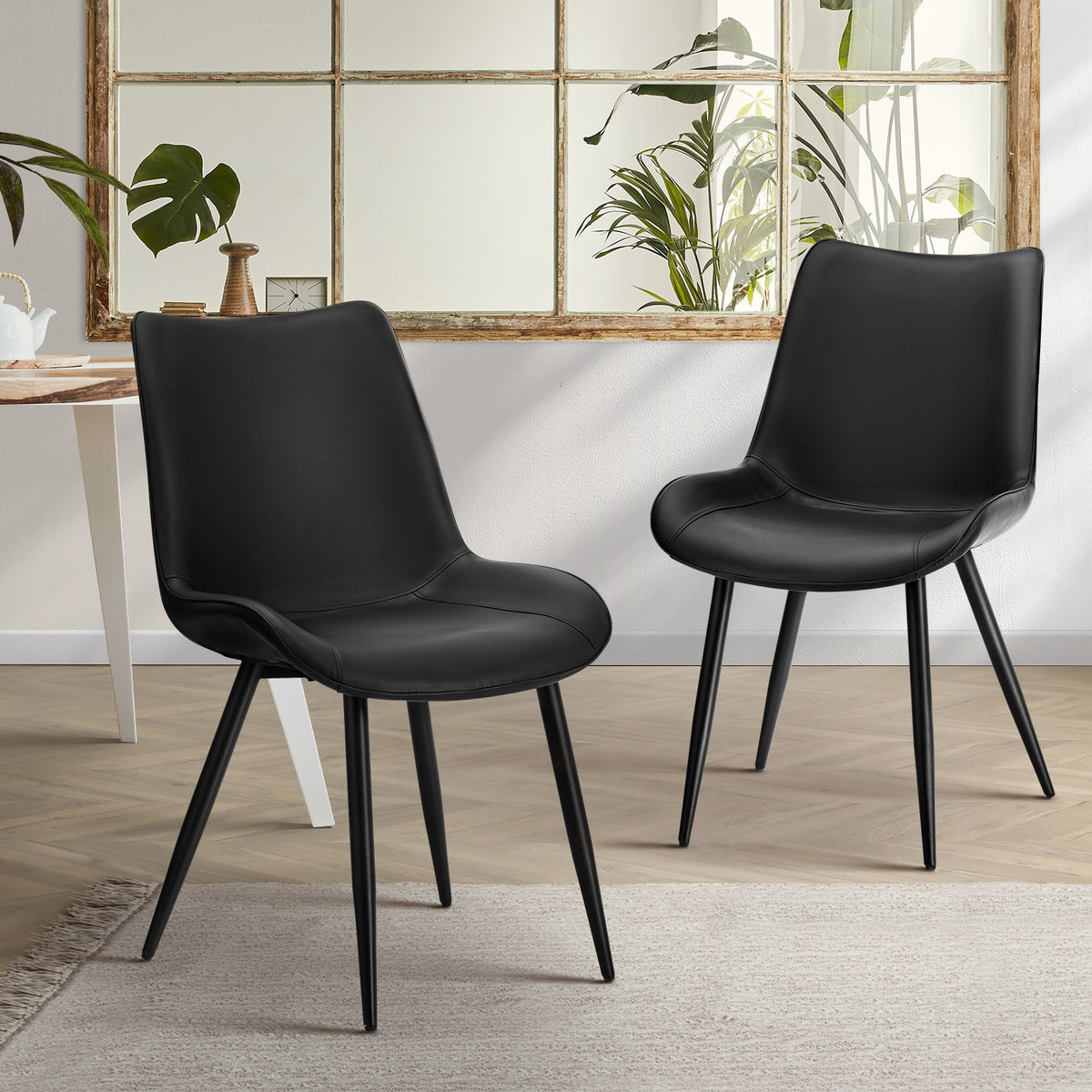Oikiture 2x Dining Chairs Kitchen Accent Chairs Upholstered
