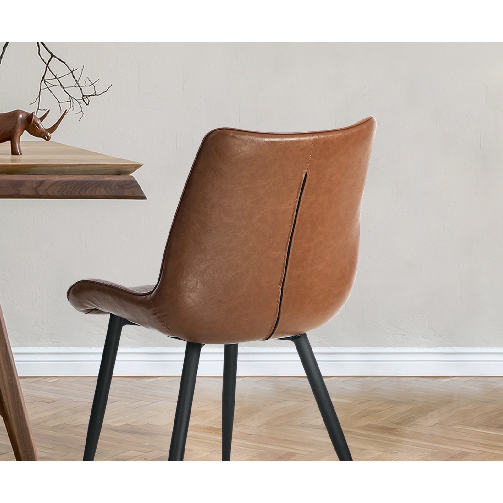 Oikiture 6x Dining Chairs Kitchen Accent Chairs Upholstered PU Leather Brown - Sunyee
