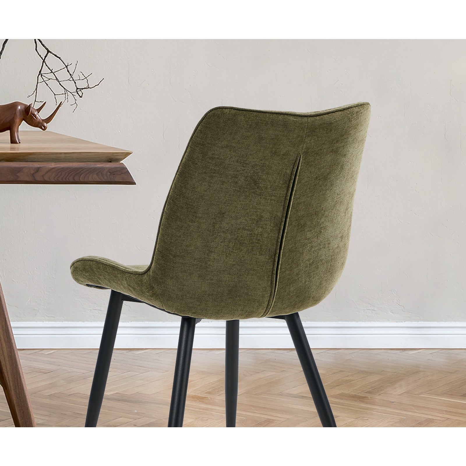 Oikiture 2x Dining Chairs Kitchen Accent Chairs Upholstered Linen Fabric Green