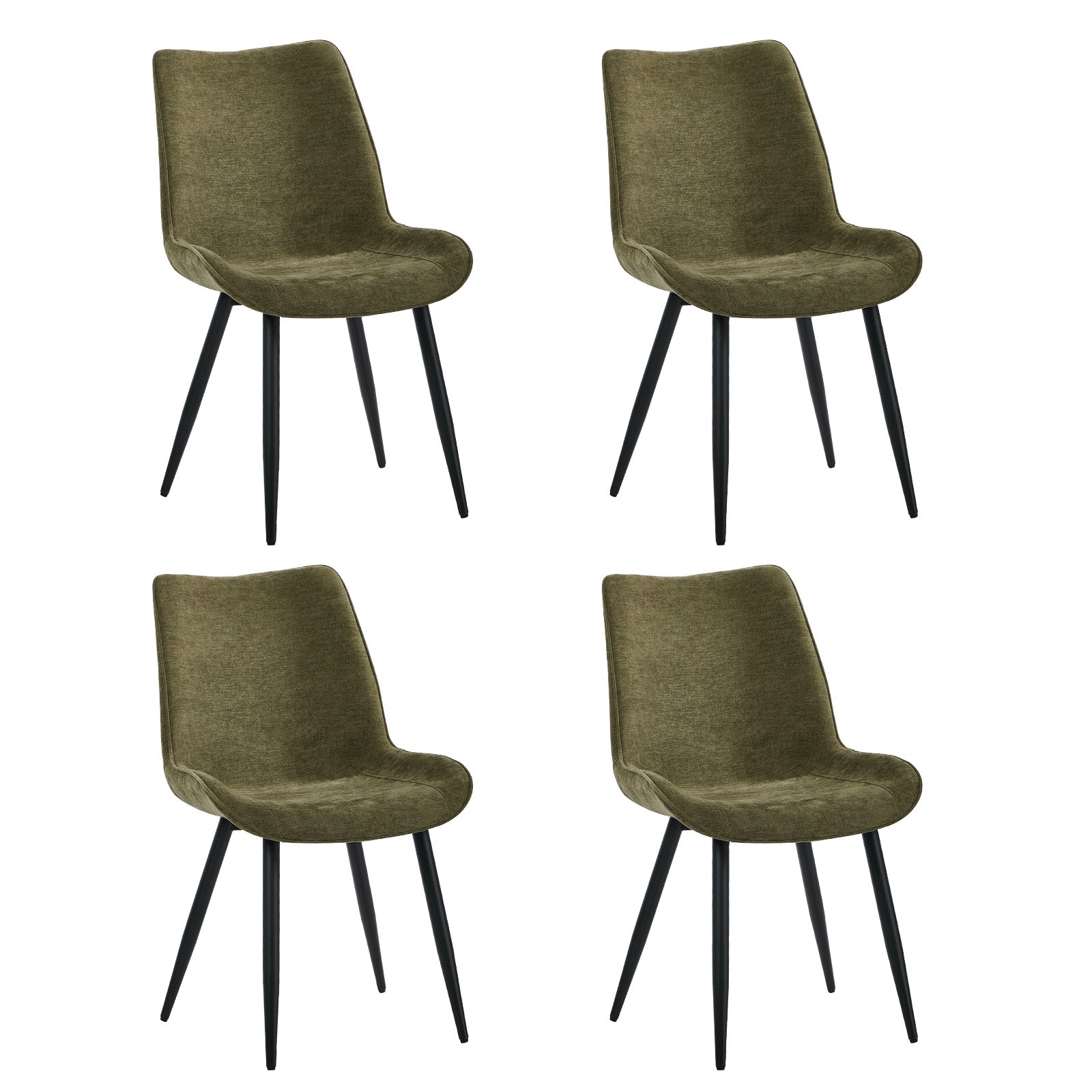 Oikiture 4x Dining Chairs Kitchen Accent Chairs Upholstered Linen Fabric Green