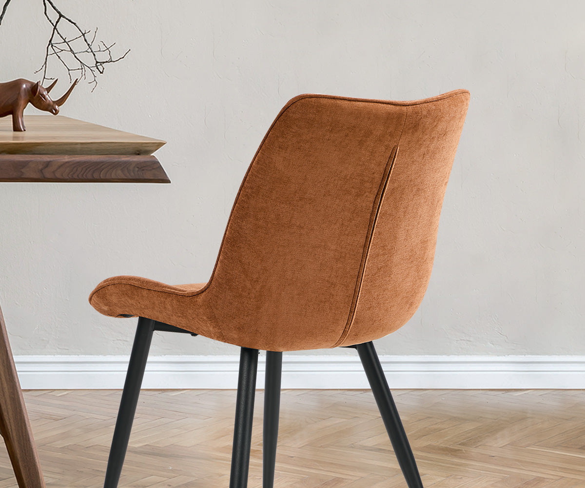 Oikiture 6x Dining Chairs Kitchen Accent Chairs Upholstered Linen Fabric Orange