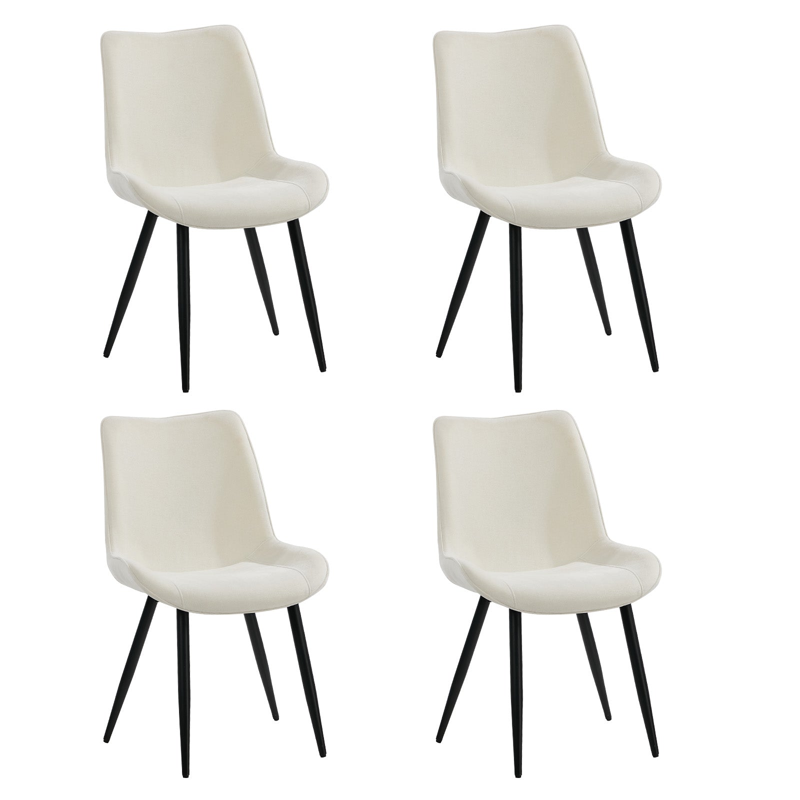 Oikiture 4x Dining Chairs Kitchen Accent Chairs Upholstered Linen Fabric White