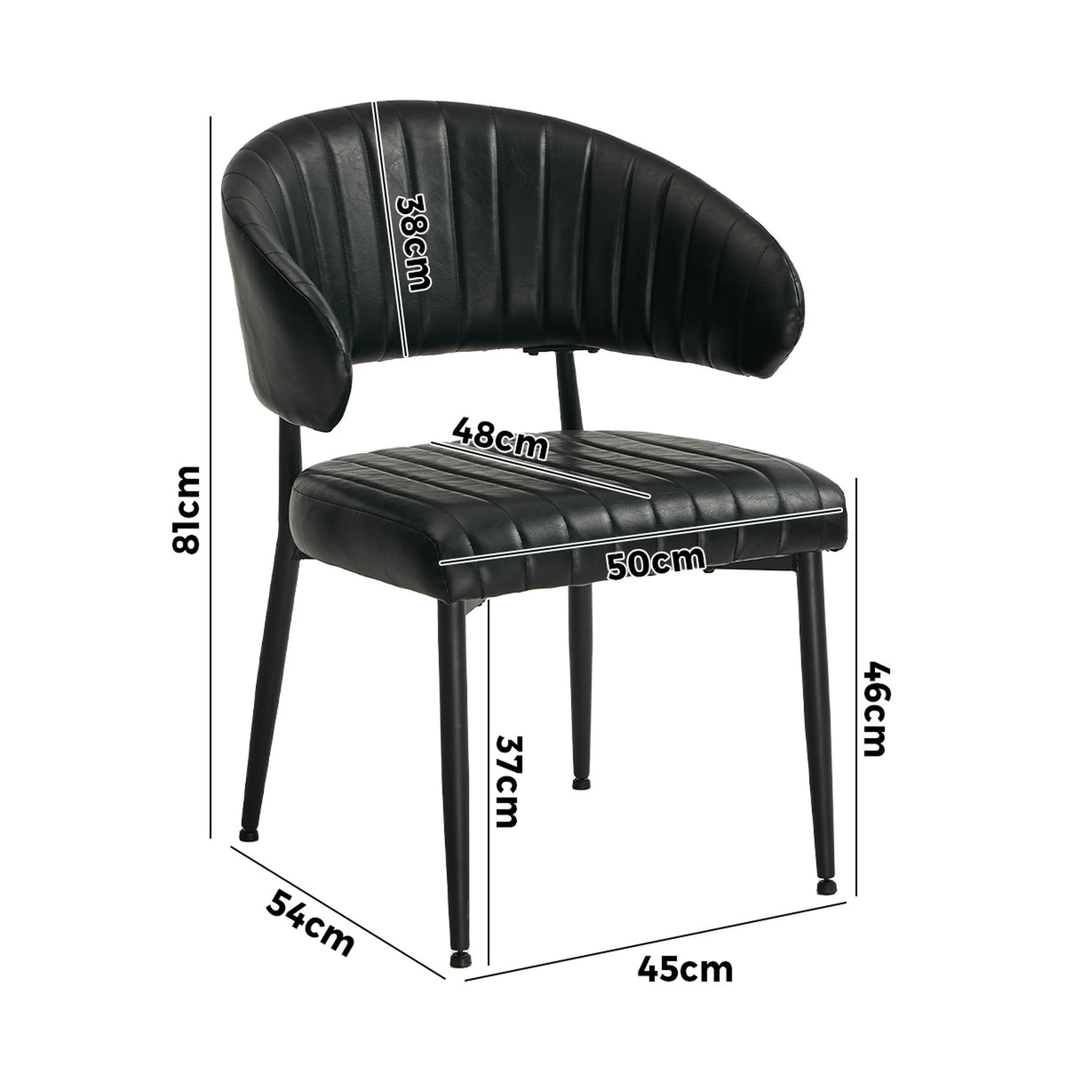 Oikiture 2x PU Leather Dining Chair Kitchen Padded Seat