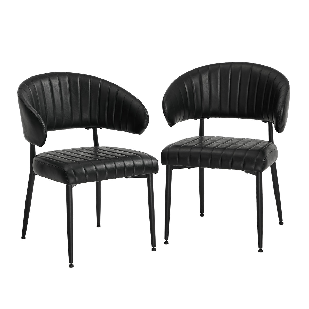 Oikiture 2x PU Leather Dining Chair Kitchen Padded Seat