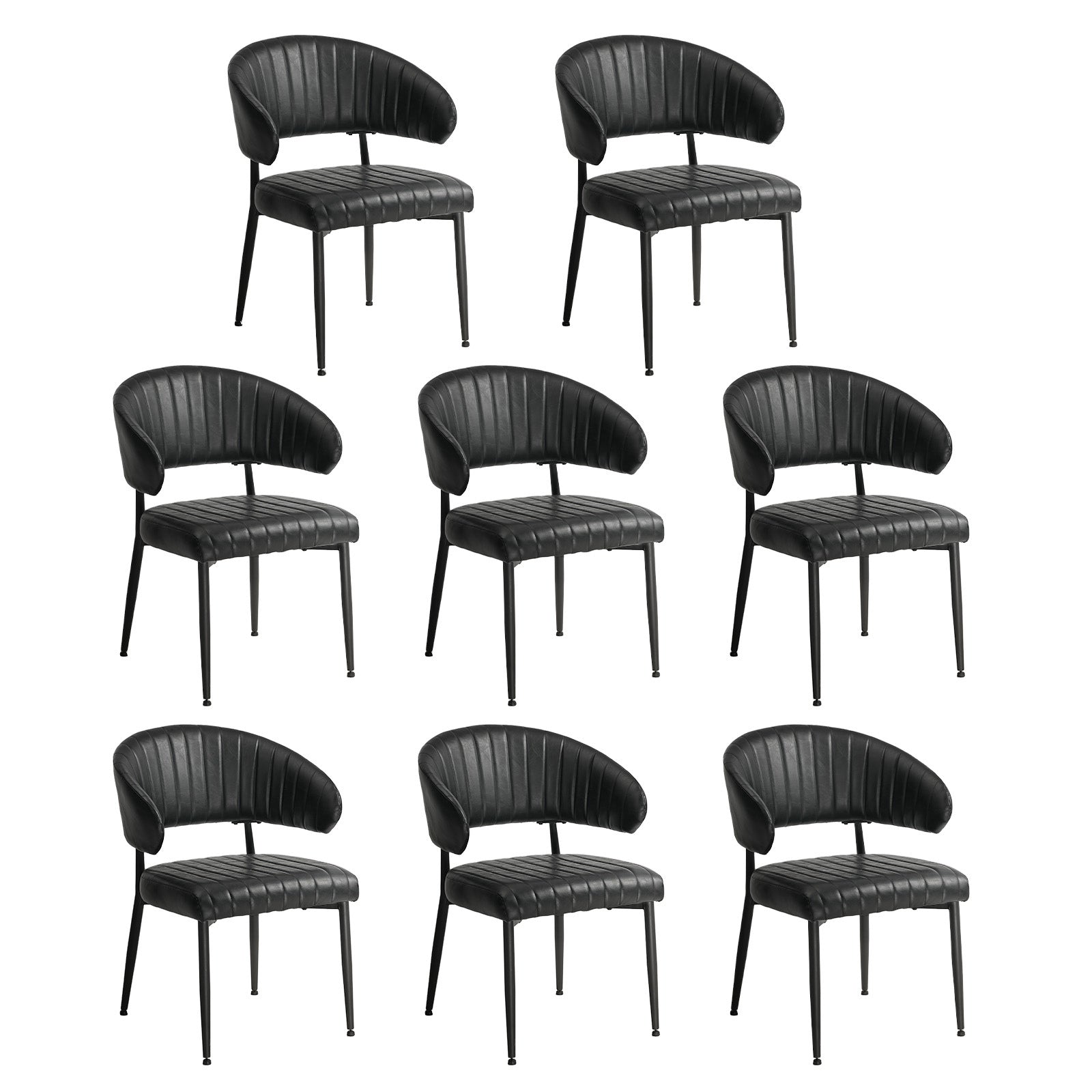 Oikiture 8x PU Leather Dining Chair Kitchen Padded Seat Black